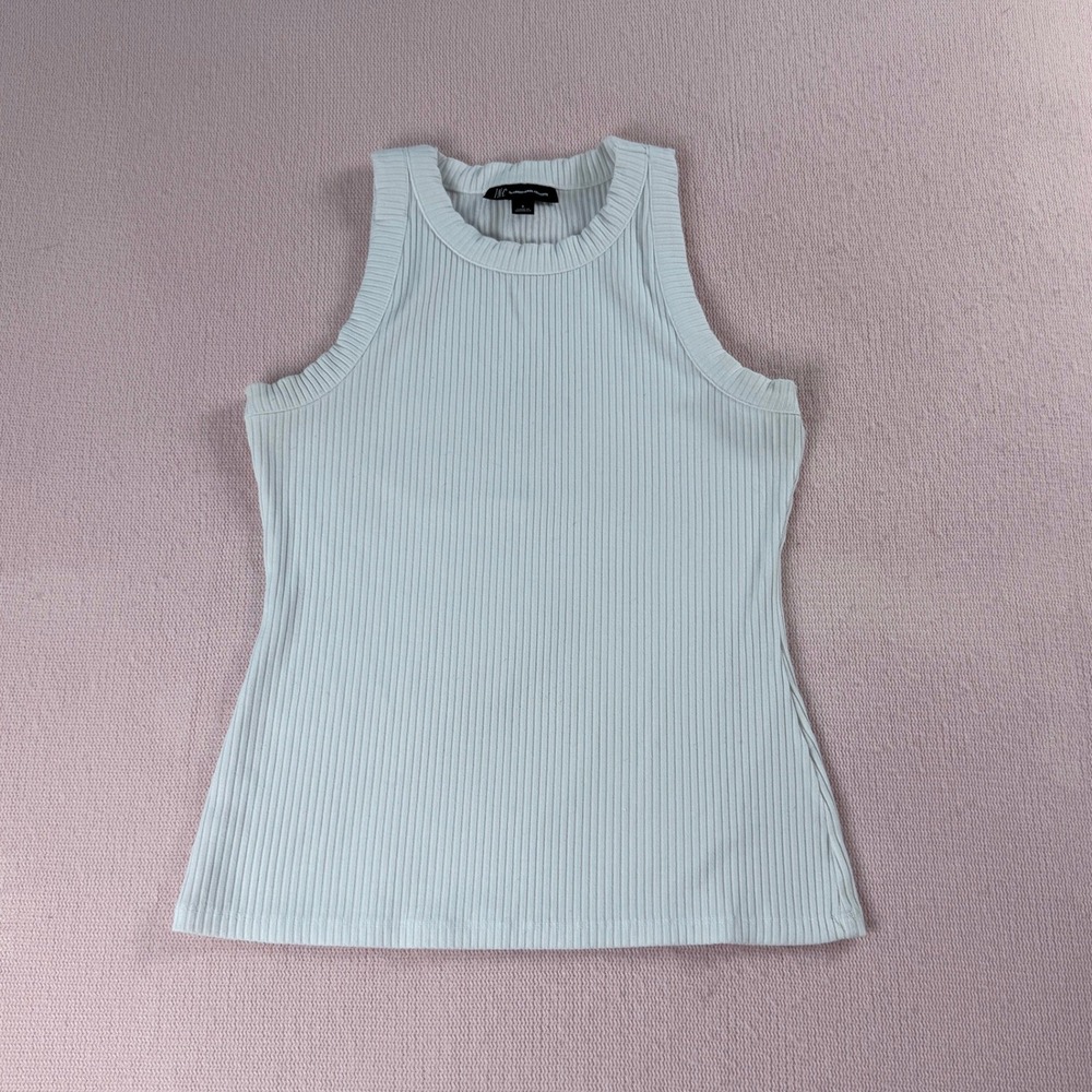 INC International Concepts Tank Top Womens S White Ribbed Sleeveless Knit